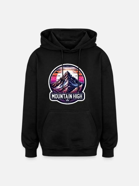 Mountain High - Berg Illustration - Oversized Unisex Hoodie - black