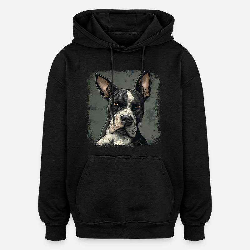 Bull terrier - Sweat à capuche oversize unisexe - noir