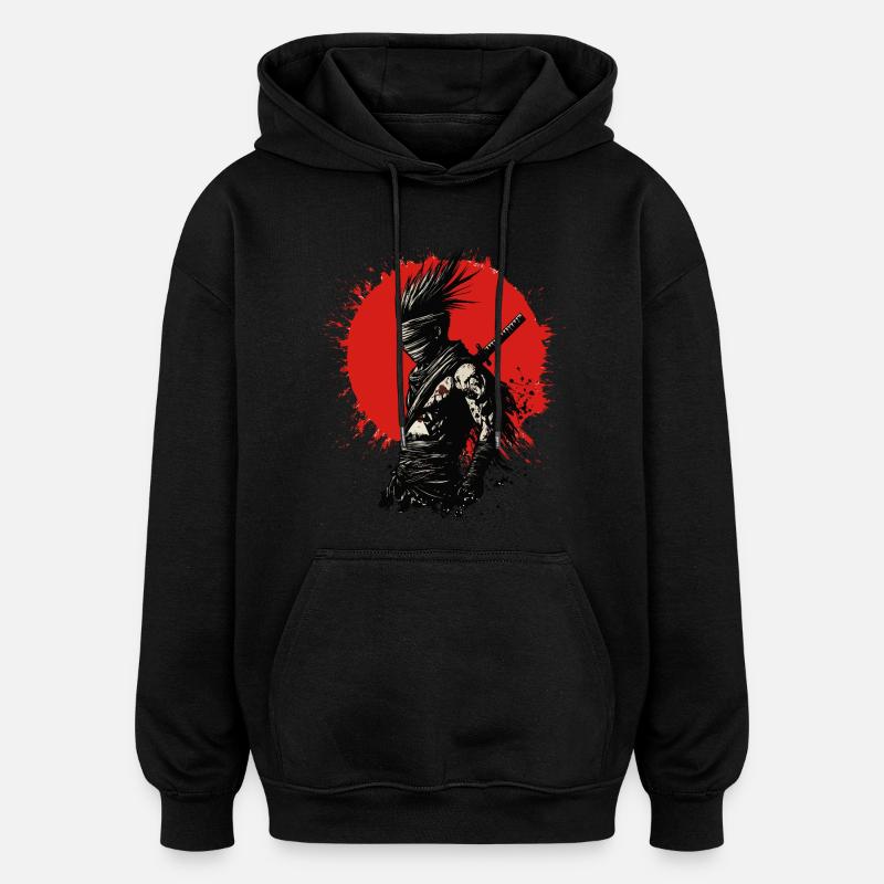 Fantasy ninja Punk - Sweat à capuche oversize unisexe - noir