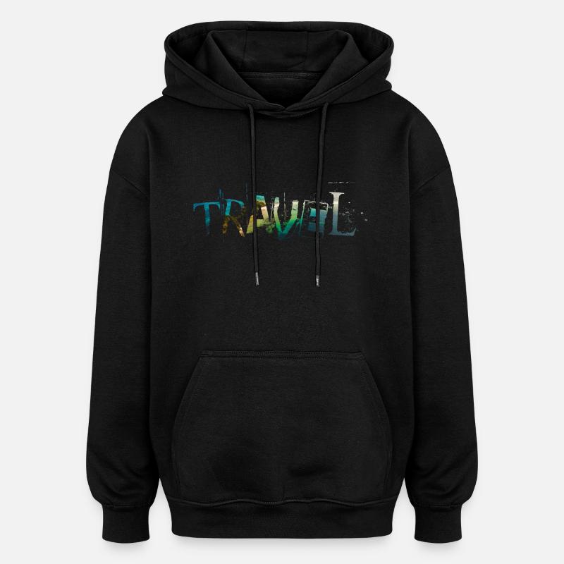 Travel - Sweat à capuche oversize unisexe - noir