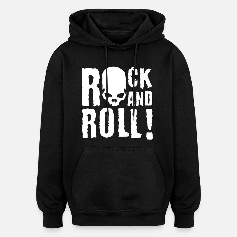rock_and_roll_c_1c - Sweat à capuche oversize unisexe - noir
