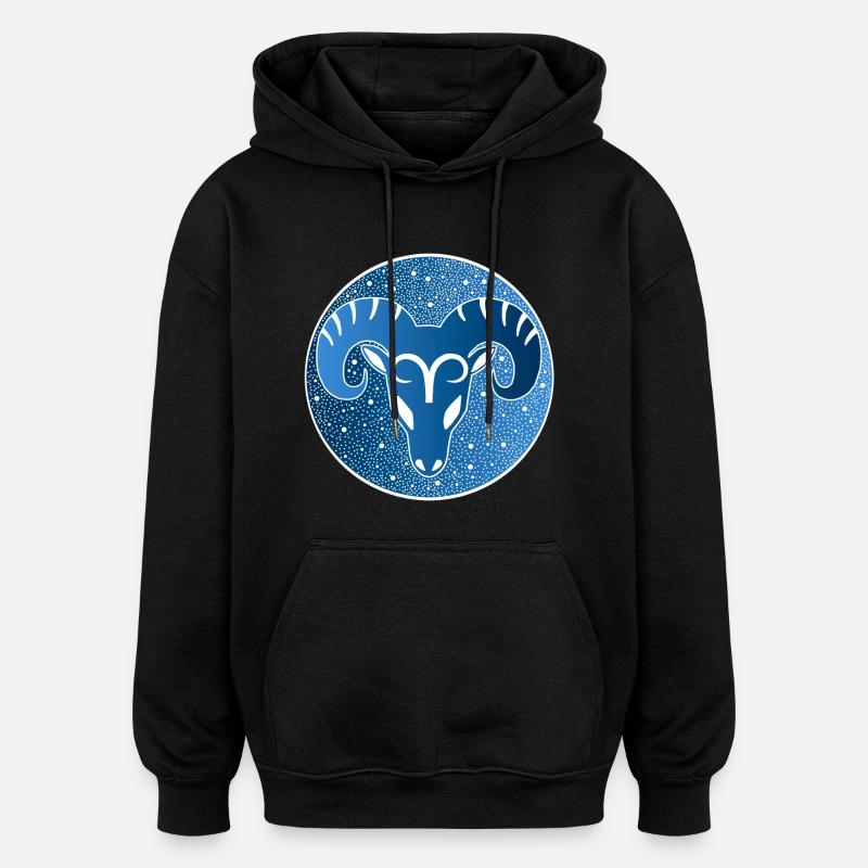 Signe astrologique : bélier - Sweat à capuche oversize unisexe - noir