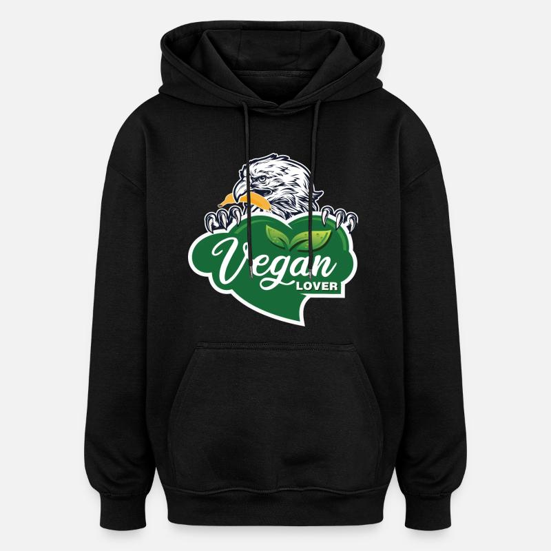 Vegan Lover Eagle Graphic - Oversized Unisex Hoodie - black