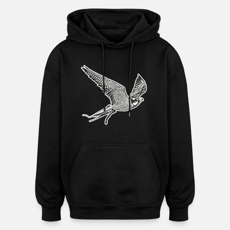 Faucon en vol - Sweat à capuche oversize unisexe - noir