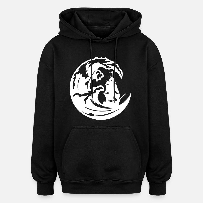The Great White Wave - Oversized Unisex Hoodie - black