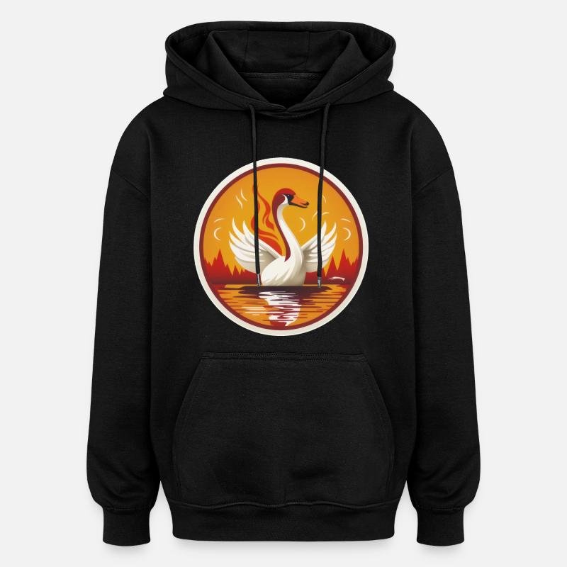 Schwan - Oversized Unisex Hoodie - Schwarz