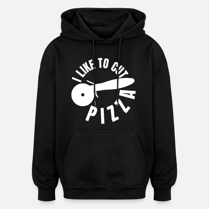 J’aime trancher la pizza - Sweat à capuche oversize unisexe - noir