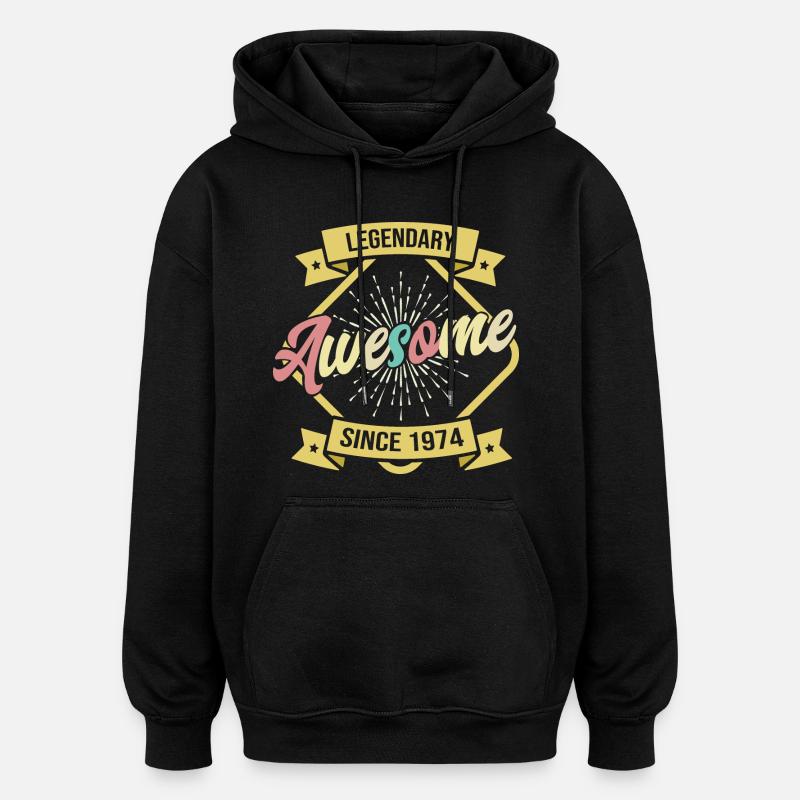 Millésime 1974 Anniversaire Légende - Sweat à capuche oversize unisexe - noir