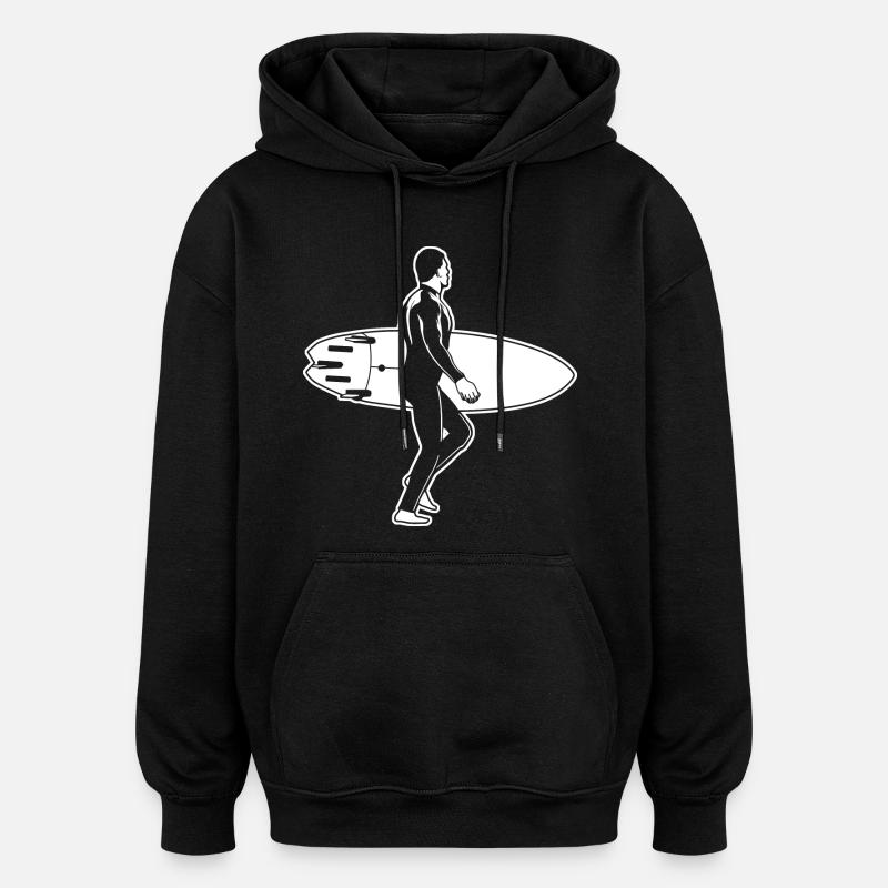 Illustration de surf - Sweat à capuche oversize unisexe - noir