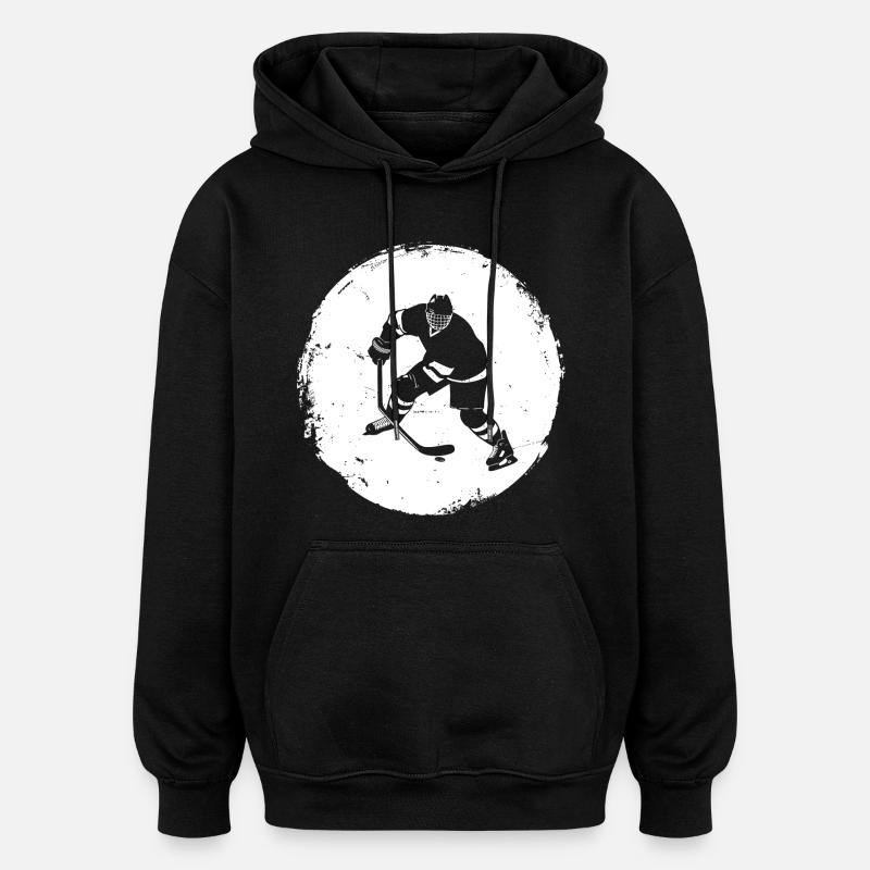 Ice Hockey Player Drawing - Oversized Unisex Hoodie - black
