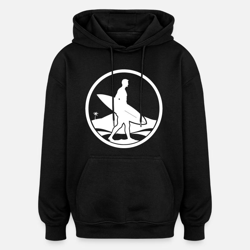 Logo du surfeur - Sweat à capuche oversize unisexe - noir