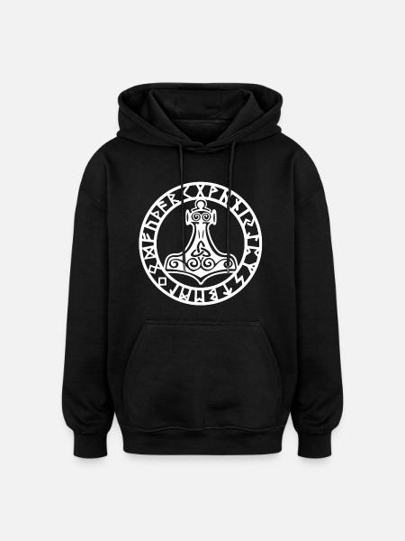 Weißer Wikingerhammer - Oversized Unisex Hoodie - Schwarz