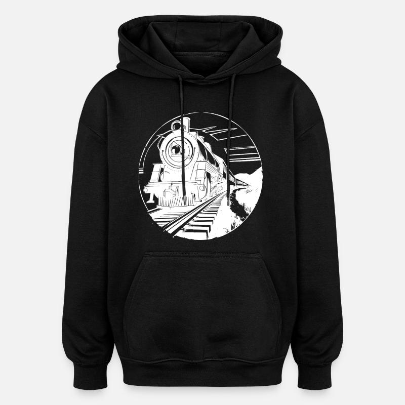 Eisenbahn Grafik - Oversized Unisex Hoodie - Schwarz