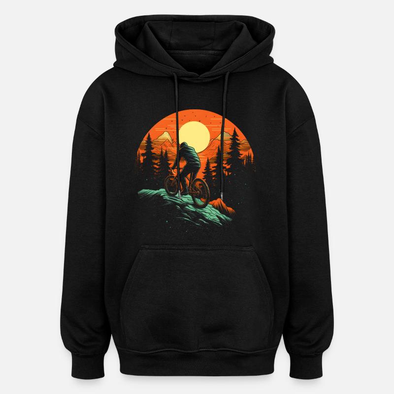 Illustration de VTT - Sweat à capuche oversize unisexe - noir