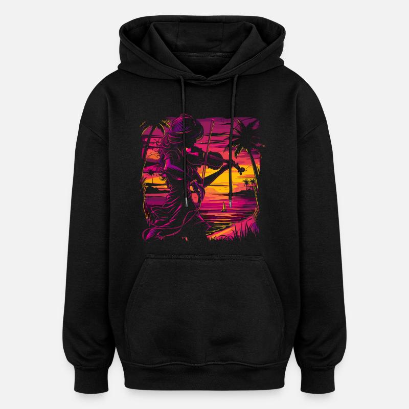 Geigerin Synthwave - Oversized Unisex Hoodie - Schwarz