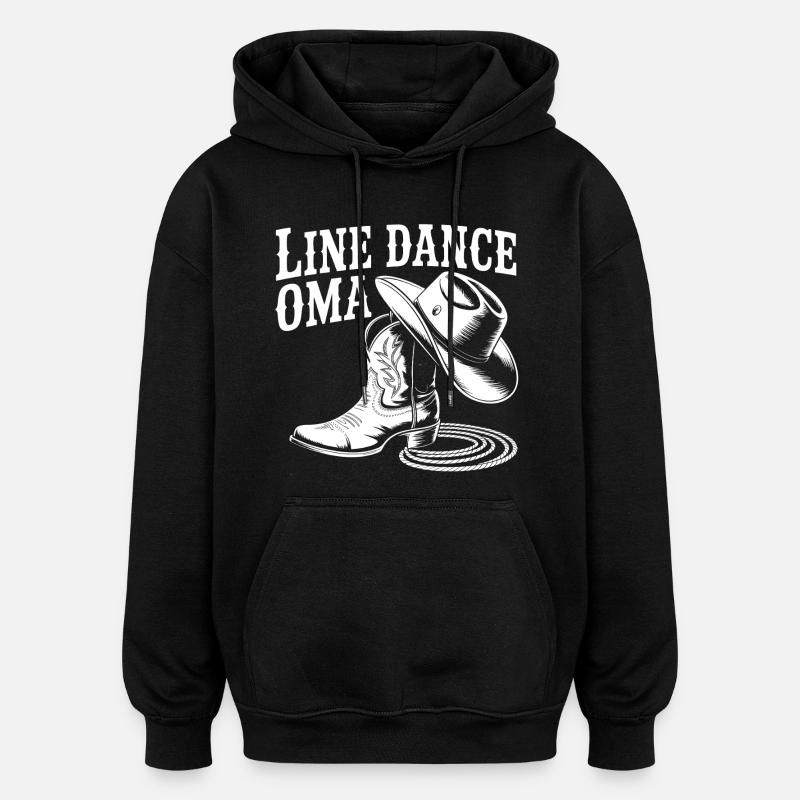 Line Dance Oma Cowboy Boots - Oversized Unisex Hoodie - Schwarz