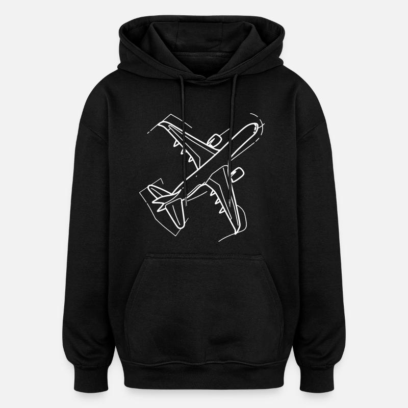 Flugzeug Zeichnung - Oversized Unisex Hoodie - Schwarz