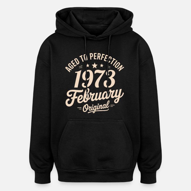 Février 1973 - luty 1973 - Bluza z kapturem oversize typu unisex - czarny