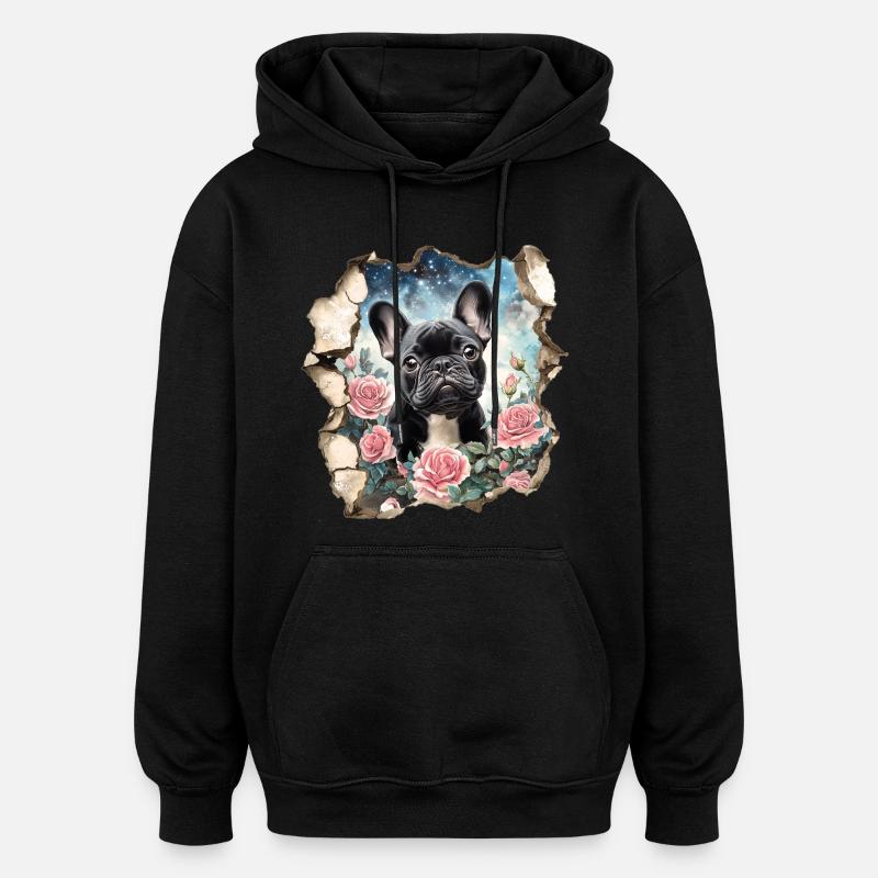 Bouledogue français - Sweat à capuche oversize unisexe - noir