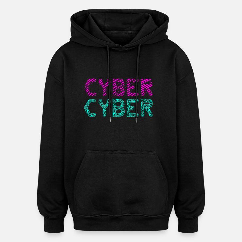 cyber cyber - Oversized Unisex Hoodie - Schwarz