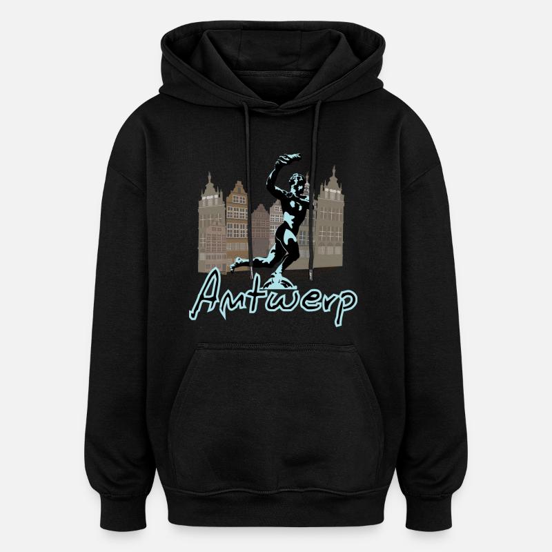 Brabo Anvers - Sweat à capuche oversize unisexe - noir