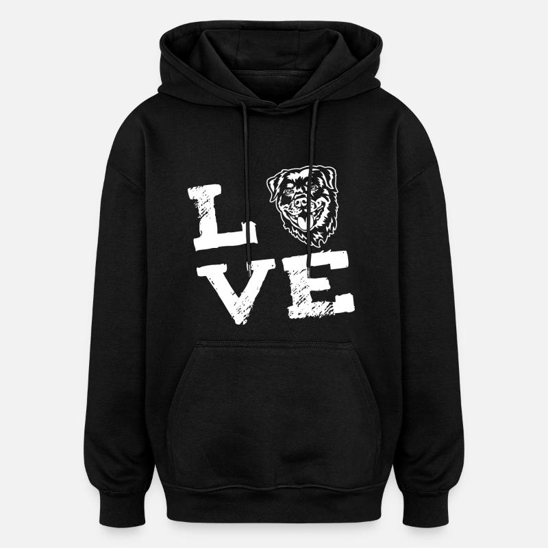 LOVE - Rottweiler - Sweat à capuche oversize unisexe - noir
