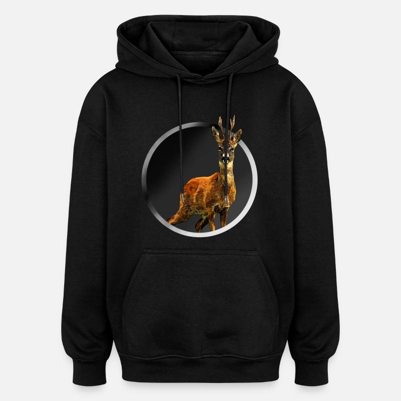 Reh - Oversized Unisex Hoodie - Schwarz