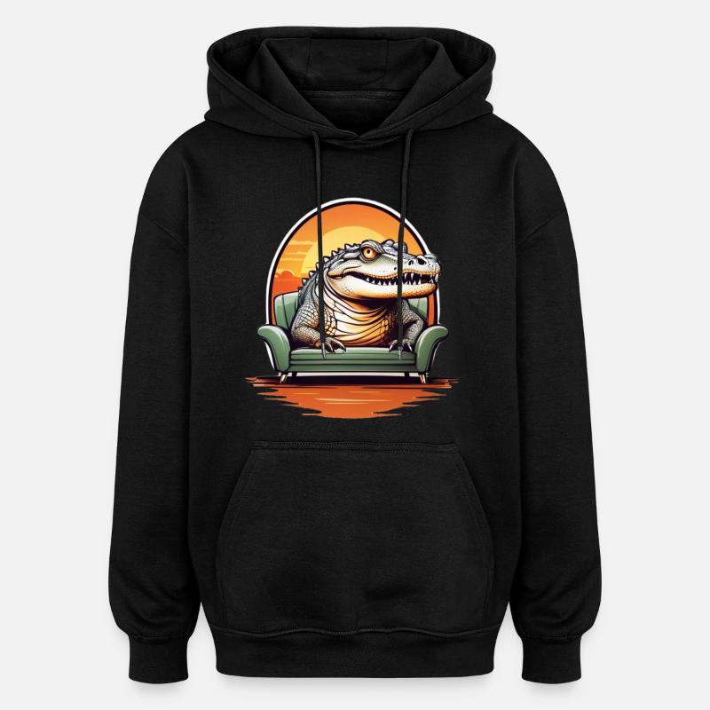 Alligator auf Sofa - Oversized Unisex Hoodie - Schwarz