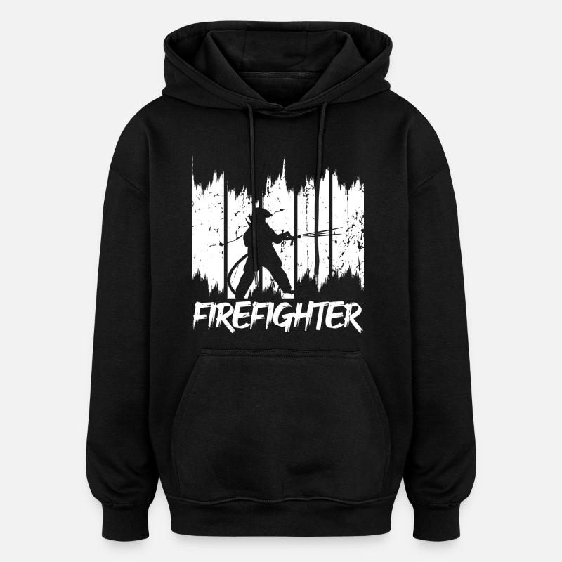 Pompiers - Sweat à capuche oversize unisexe - noir