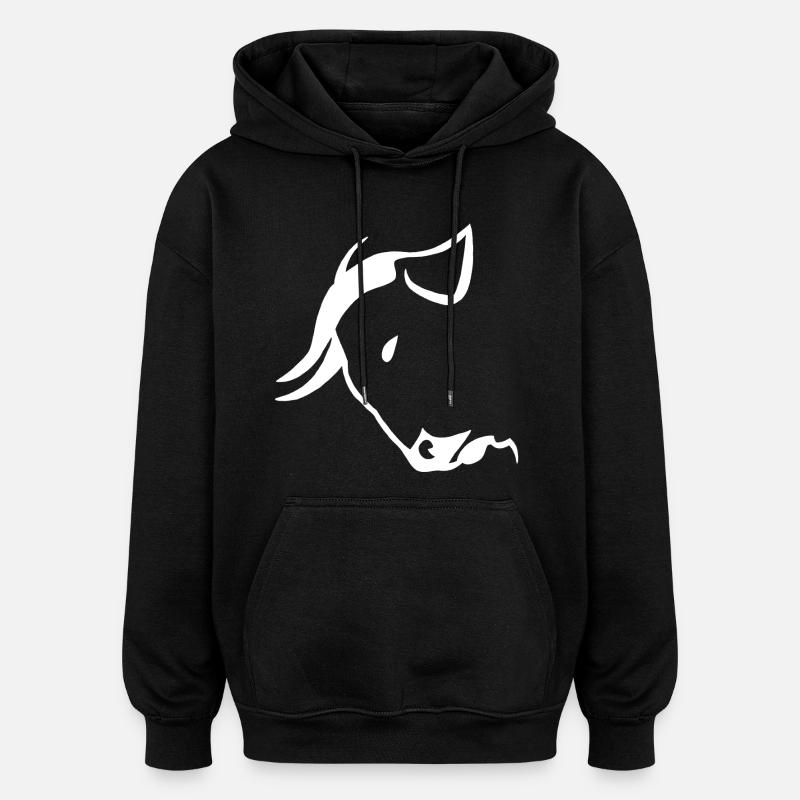 Weißer Stierkopf - Oversized Unisex Hoodie - Schwarz