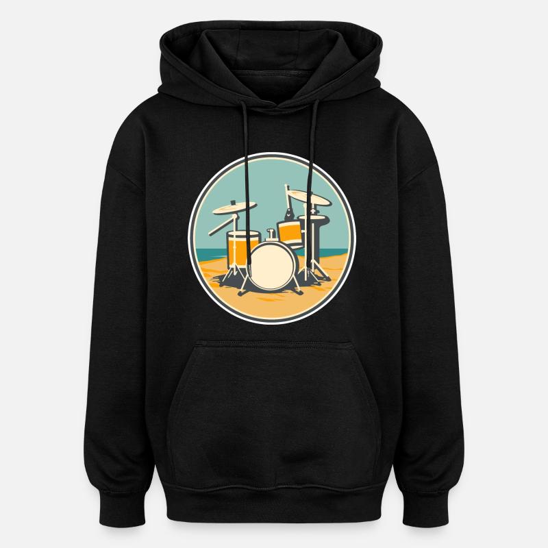 Illustration de batterie - Sweat à capuche oversize unisexe - noir