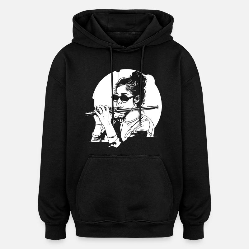 Flûtiste dessinateur - Sweat à capuche oversize unisexe - noir