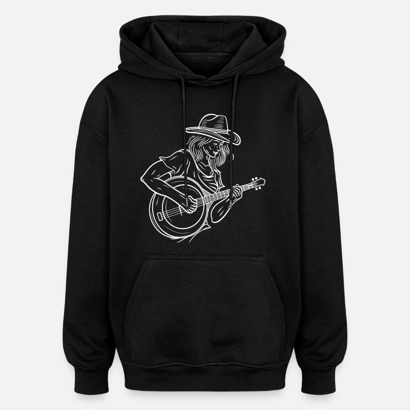 Joueur de banjo - Sweat à capuche oversize unisexe - noir