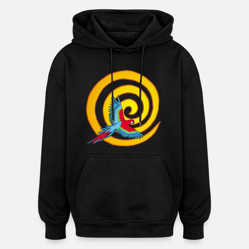 L'oiseau et le soleil - Sweat à capuche oversize unisexe - noir