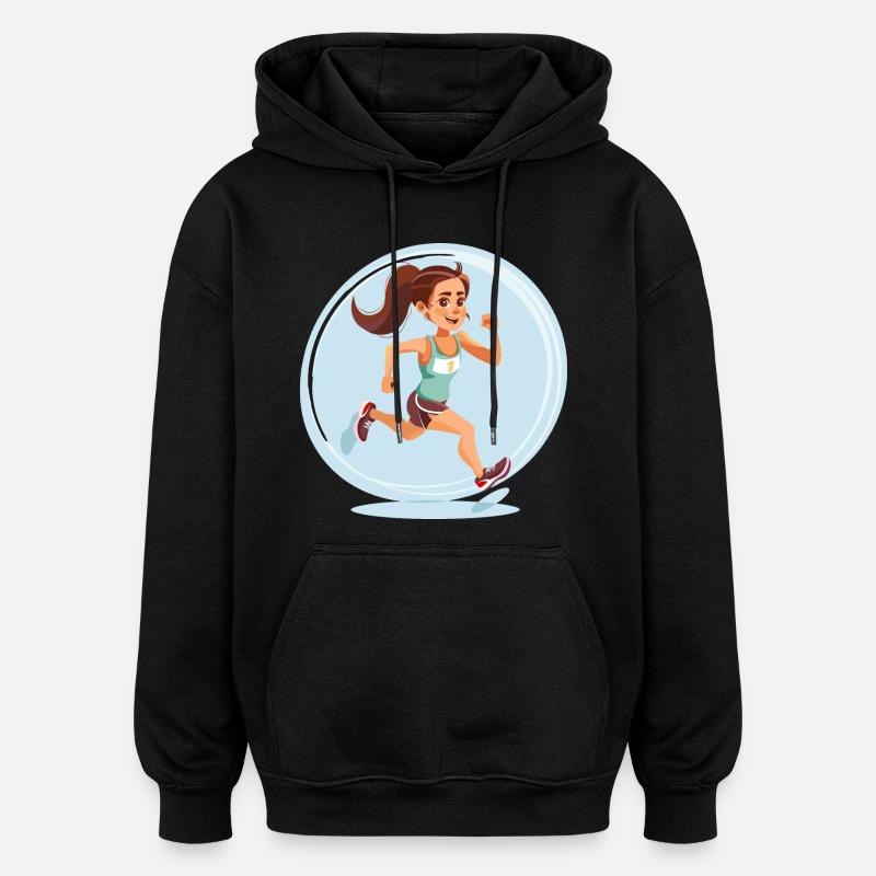 Runner in comic style - Oversized Unisex Hoodie - black