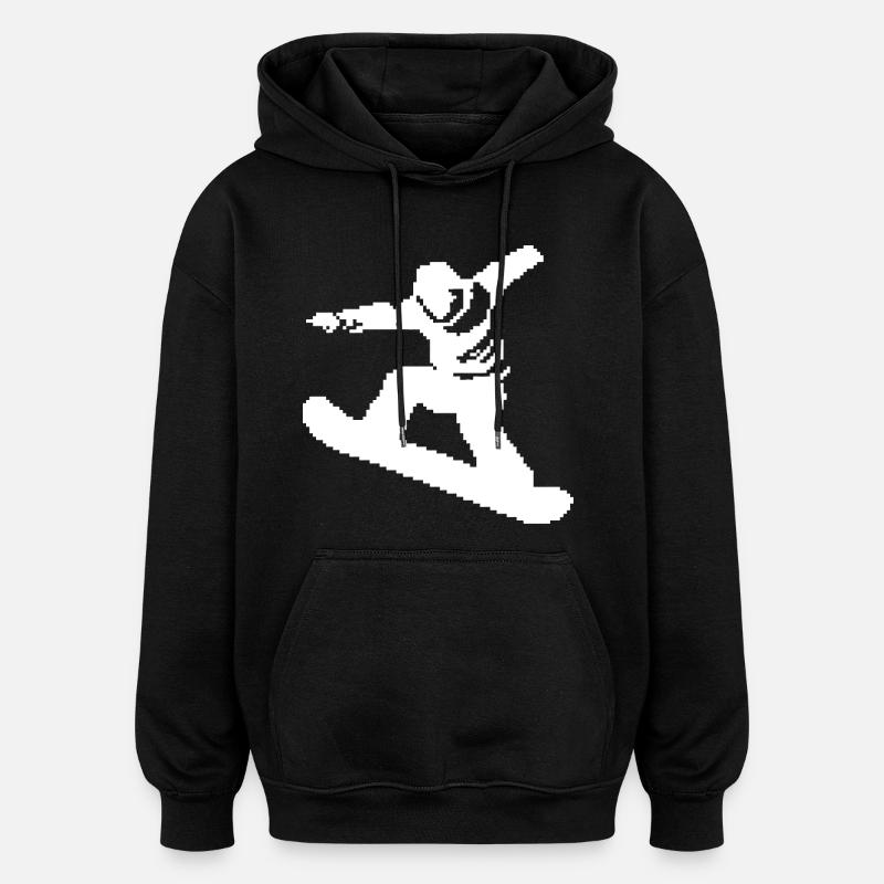 Graphique Pixel Snowboarder - Sweat à capuche oversize unisexe - noir