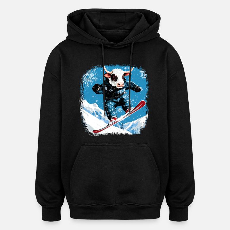 Snowboard cows - Oversized Unisex Hoodie - black