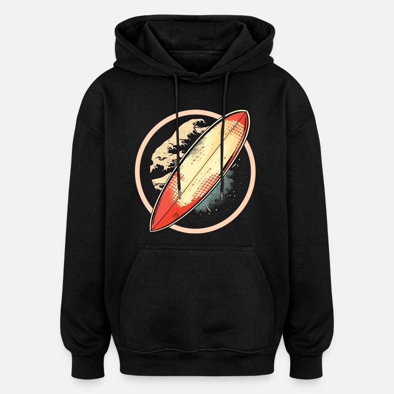 Graphiques de planche de surf - Sweat à capuche oversize unisexe - noir