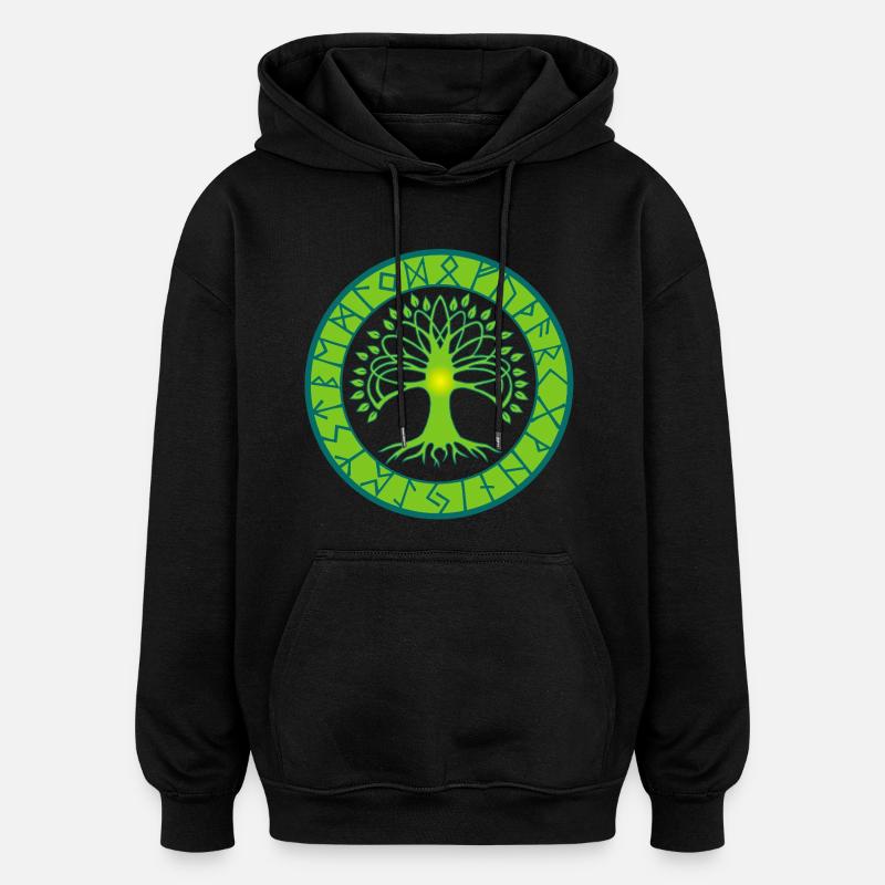 Runenbaum des Lebens - Oversized Unisex Hoodie - Schwarz