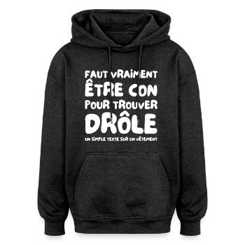 A text that makes a difference - Oversized Unisex Hoodie - charcoal grey - Front - Noah (186cm)