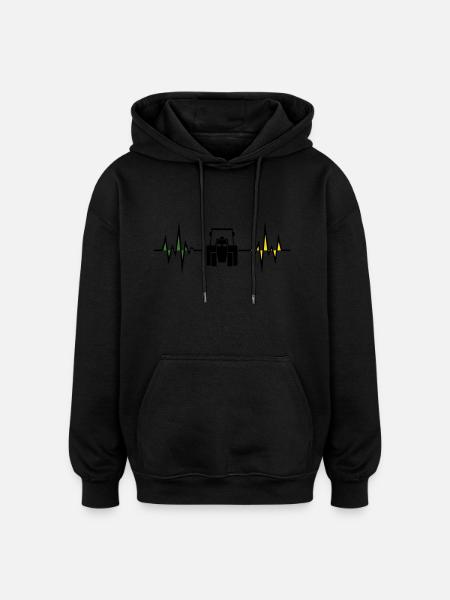Herzfreq... Traktor - Oversized Unisex Hoodie - Schwarz