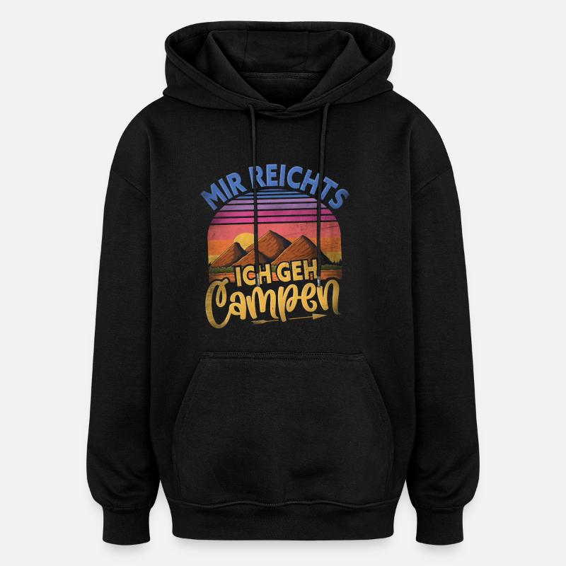 Camping - Oversized Unisex Hoodie - Schwarz