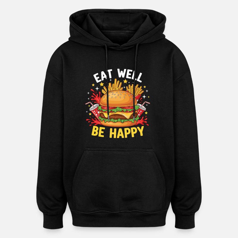 Burgers de Hambourg - Sweat à capuche oversize unisexe - noir