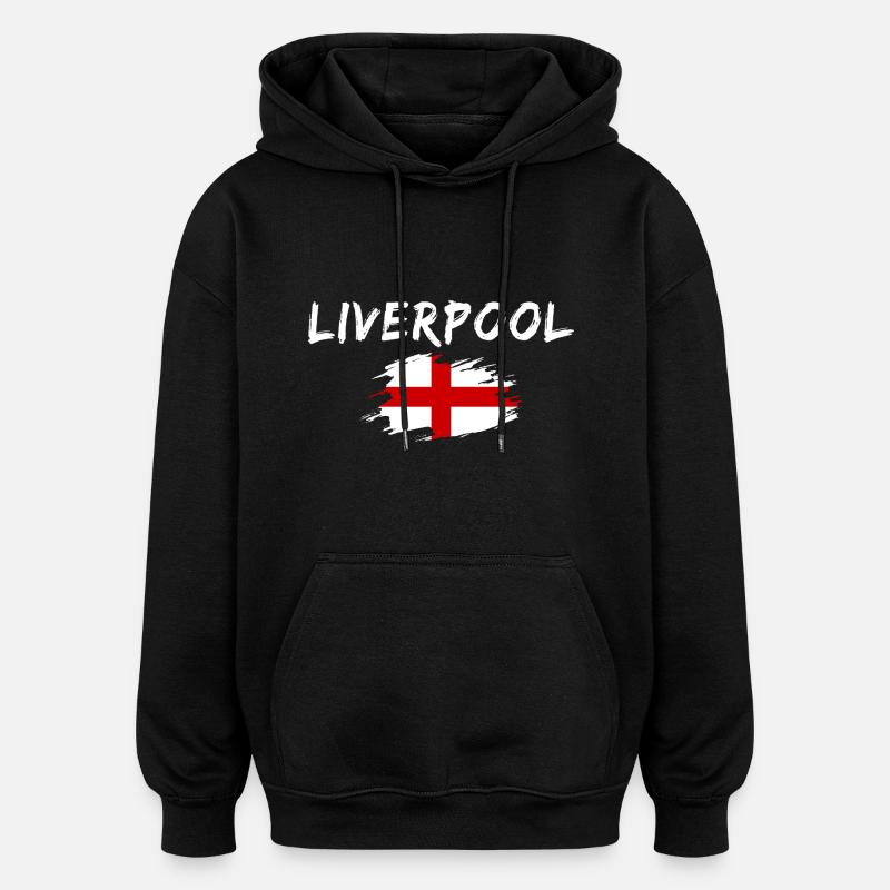 Liverpool, Angleterre - Sweat à capuche oversize unisexe - noir