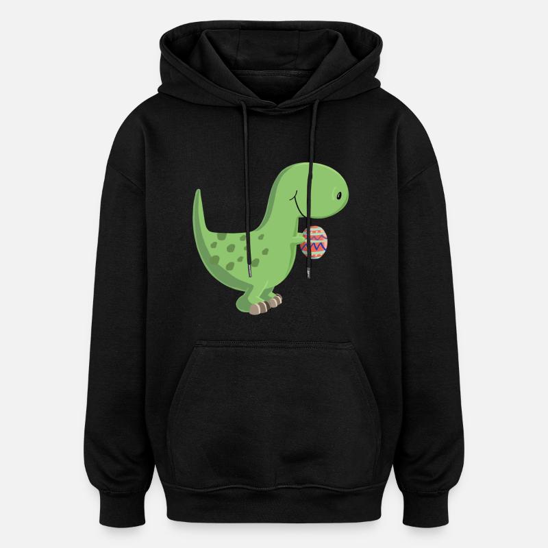 Dino avec oeuf - Sweat à capuche oversize unisexe - noir