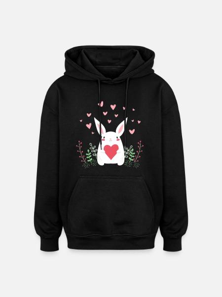 Østlig Kanin Påskehare Kaninører Sød LOL - Oversize unisex hoodie - sort