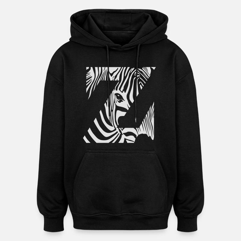 Zebra Mix Mono Weiß - Oversized Unisex Hoodie - Schwarz