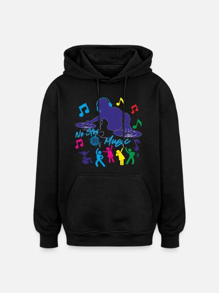 Deejay - No stop Music - Oversized Unisex Hoodie - black