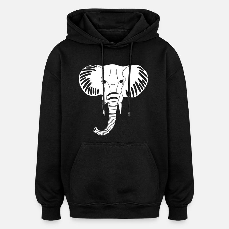 White elephant head - Oversized Unisex Hoodie - black