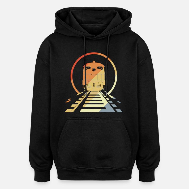 Chemin de fer rétro - Sweat à capuche oversize unisexe - noir